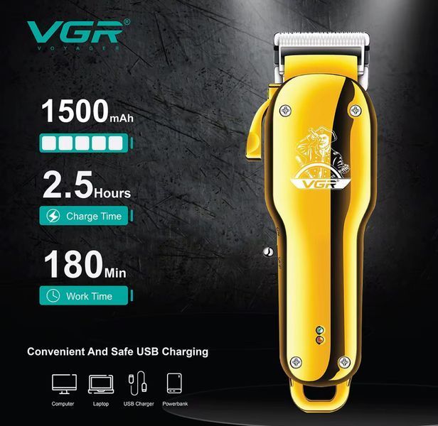 Аккумуляторная машинка для стрижки волос + 4 насадки, VGR V-678 VGR V-678 фото