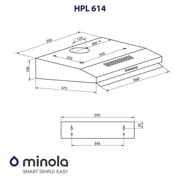 Витяжка плоска Minola HPL614WH HPL614WH фото