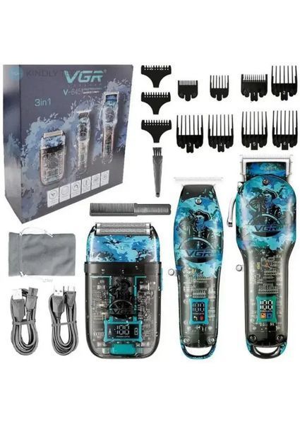 Професійний Набір 3в1 Professional Set VGR V-645 тример, машинка для стрижки волосся та електробритва VGR V-645 фото