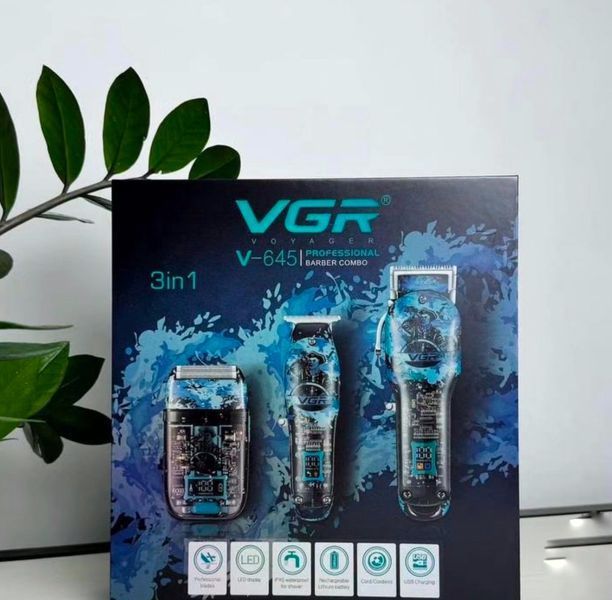 Професійний Набір 3в1 Professional Set VGR V-645 тример, машинка для стрижки волосся та електробритва VGR V-645 фото