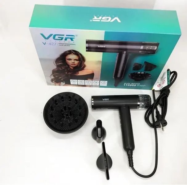 Фен професійний VGR V-427, 4 рівні обдування, 3 рівні температури, 11000 RPM, 3 насадки VGR V-427 фото