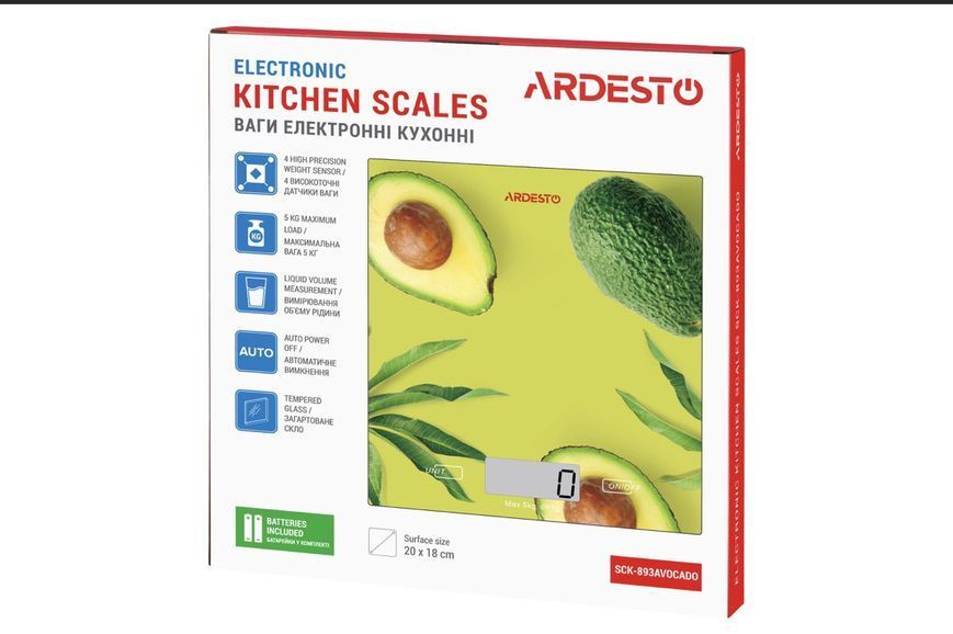 Ваги кухонні Ardesto SCK-893AVOCADO SCK-893AVOCADO фото