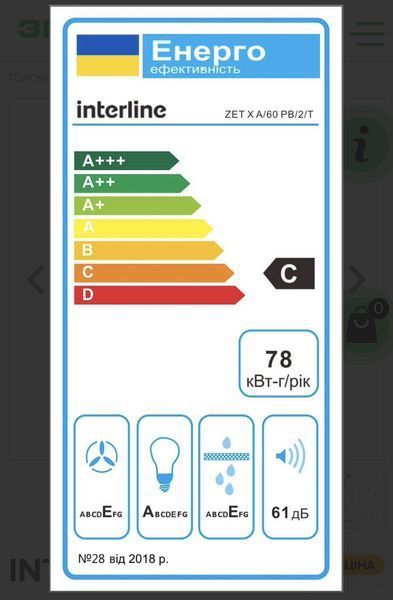 Витяжка купольна Interline ZET X A/60 PB/2/T ZET X A/60PB/2/T фото