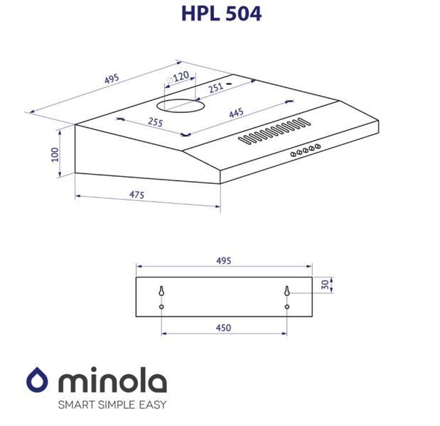 Витяжка плоска Minola HPL 504 WH HPL 504 WH фото