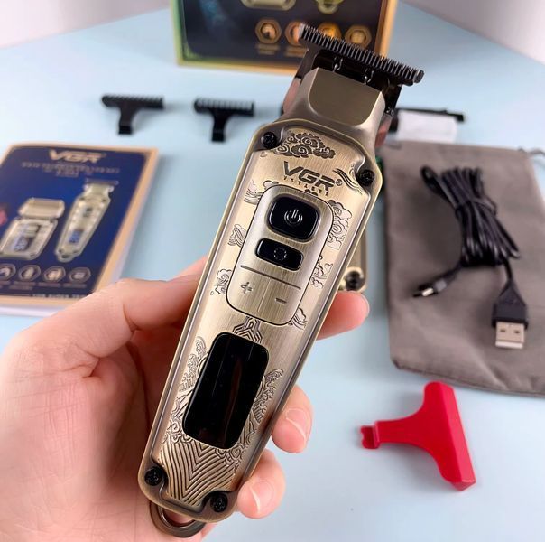 Display чоловічий набір VGR V-641, машинка для стрижки + бритва шейвер, 4 насадки, LED display VGR V-641 фото