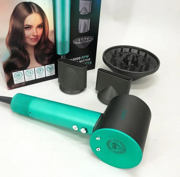 Фен професійний VGR V-440 GREEN, 3 рівні обдування, 3 рівні температури, 11000 RPM 3 насадки VGR V-440 фото