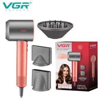 Профессиональный фен VGR V-440 , мощный с ионизацией и магнитными насадками VGR V-440 фото
