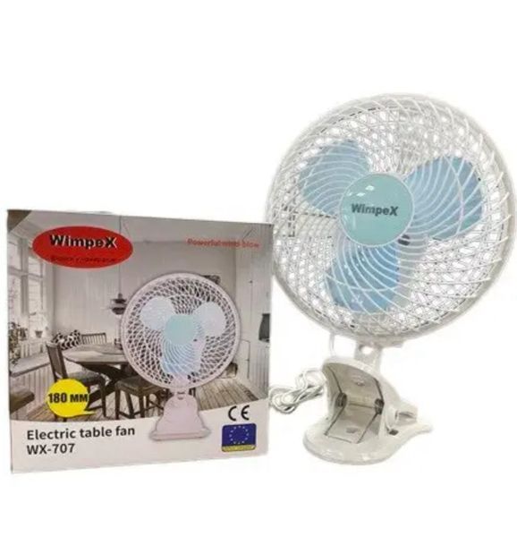 Вентилятор настільний Wimpex WX-707/D22 см/3 лопаті/2 швидкості + прищіпка та підставка WX-707 фото