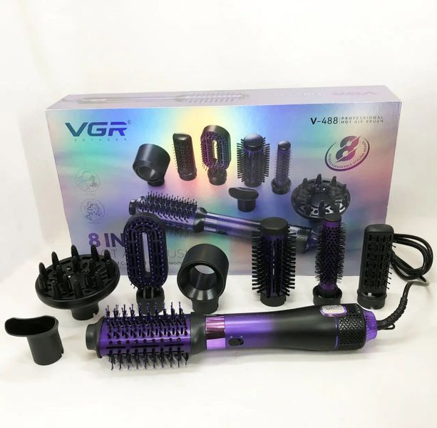 Фен-щітка стайлер VGR 8 в 1 V-488 V-488 фото