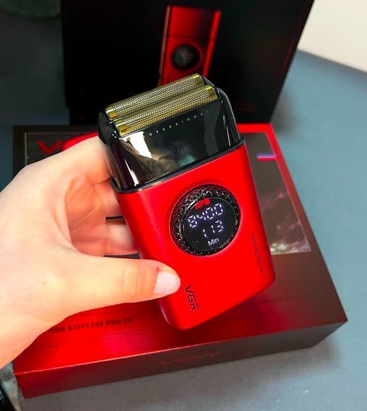 Електробритва VGR V-378 RED шейвер, подвійне лезо + триммер, регулювання потужності 7000-9000 RPM V-377 фото