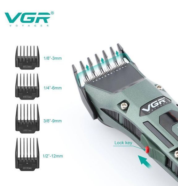Аккумуляторна машинка для стрижки волосся VGR V-696 з дисплеєм VGR V-696 фото