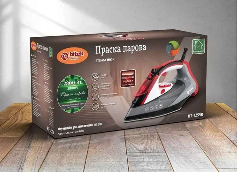 Праска парова з керамічною підошвою 2800Вт BITEK BT-1255R BT-1255R фото